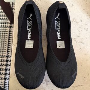 NWT PUMA Comfort Iliana Ballerina Black Fabric Ballet Flats Slip On Packable
